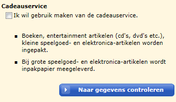 schermafdruk: keuzescherm cadeauservice