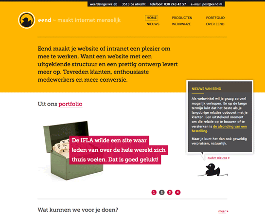 schermafdruk: eend.nl, schermbreedte 1024px